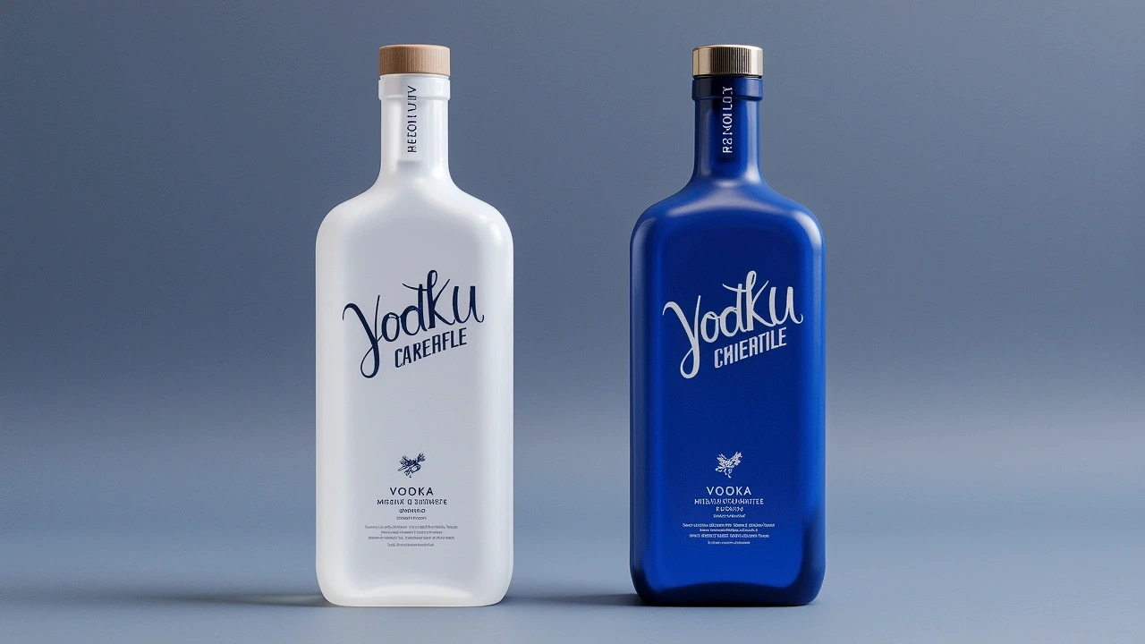 Bespoke Frosted Vodka Glass Bottle with Screen Printing