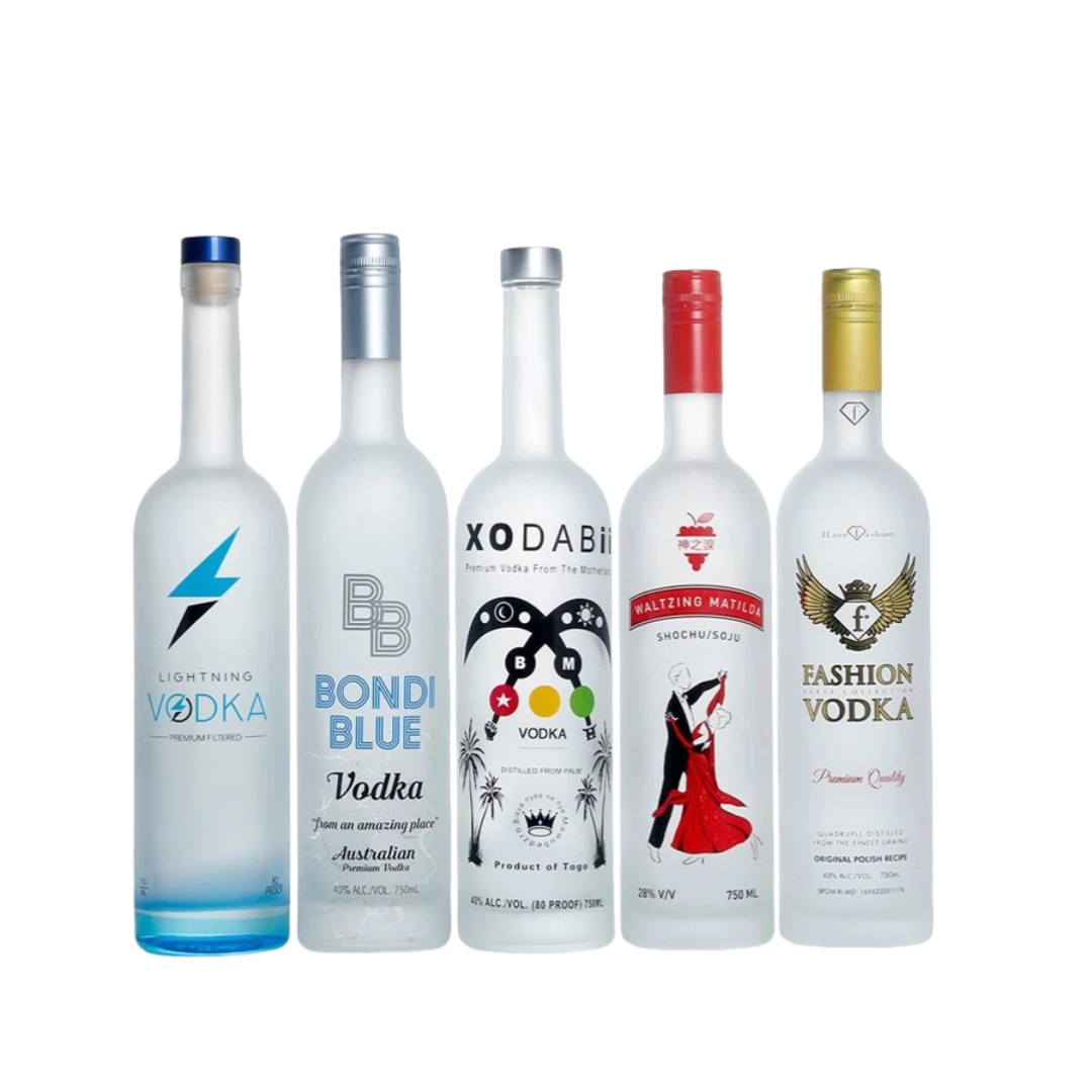 750ml Vodka Glass Bottle Frosted Glass Bottle With Logo